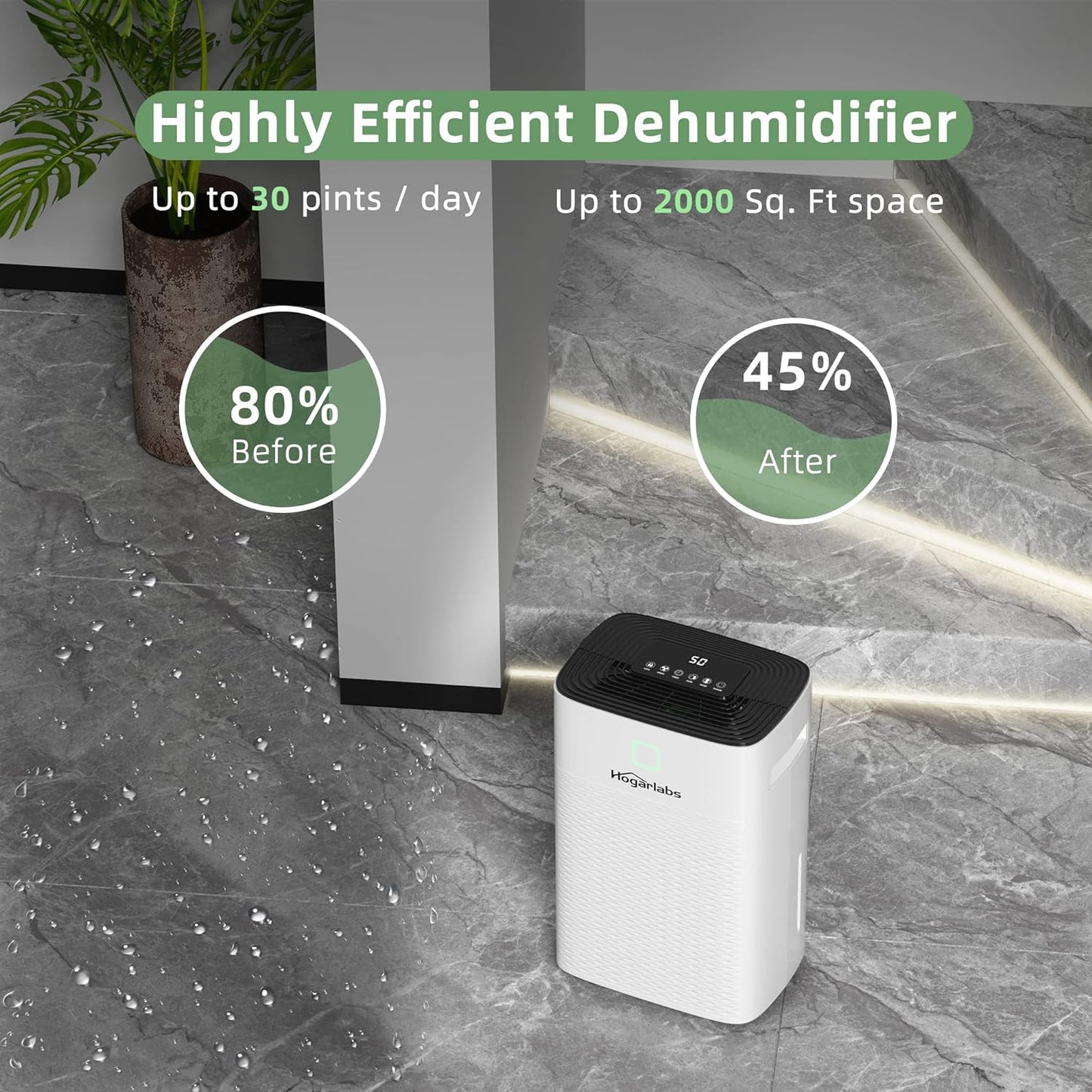 Hogarlabs 30 Pint Dehumidifiers for Home and Basements