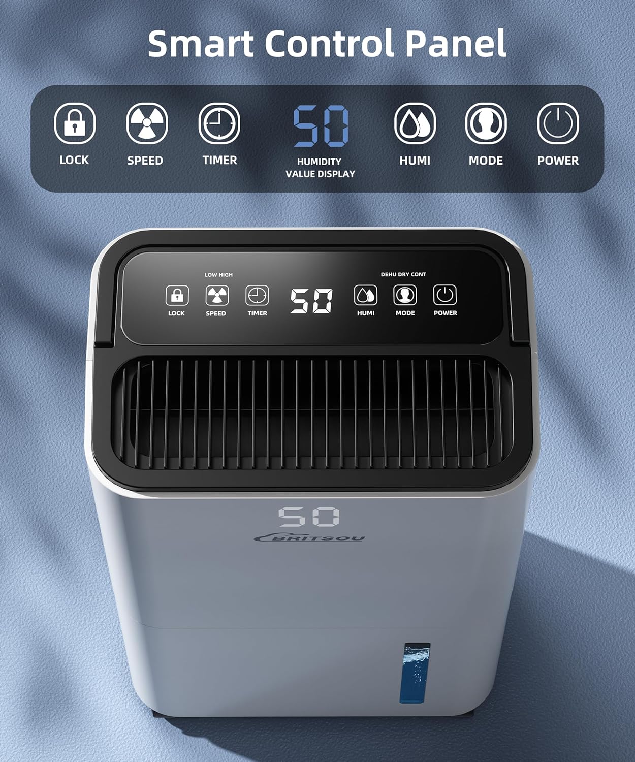 Bristou 30 Pints 2000 Sq.ft Dehumidifier Basement with Continous Drain