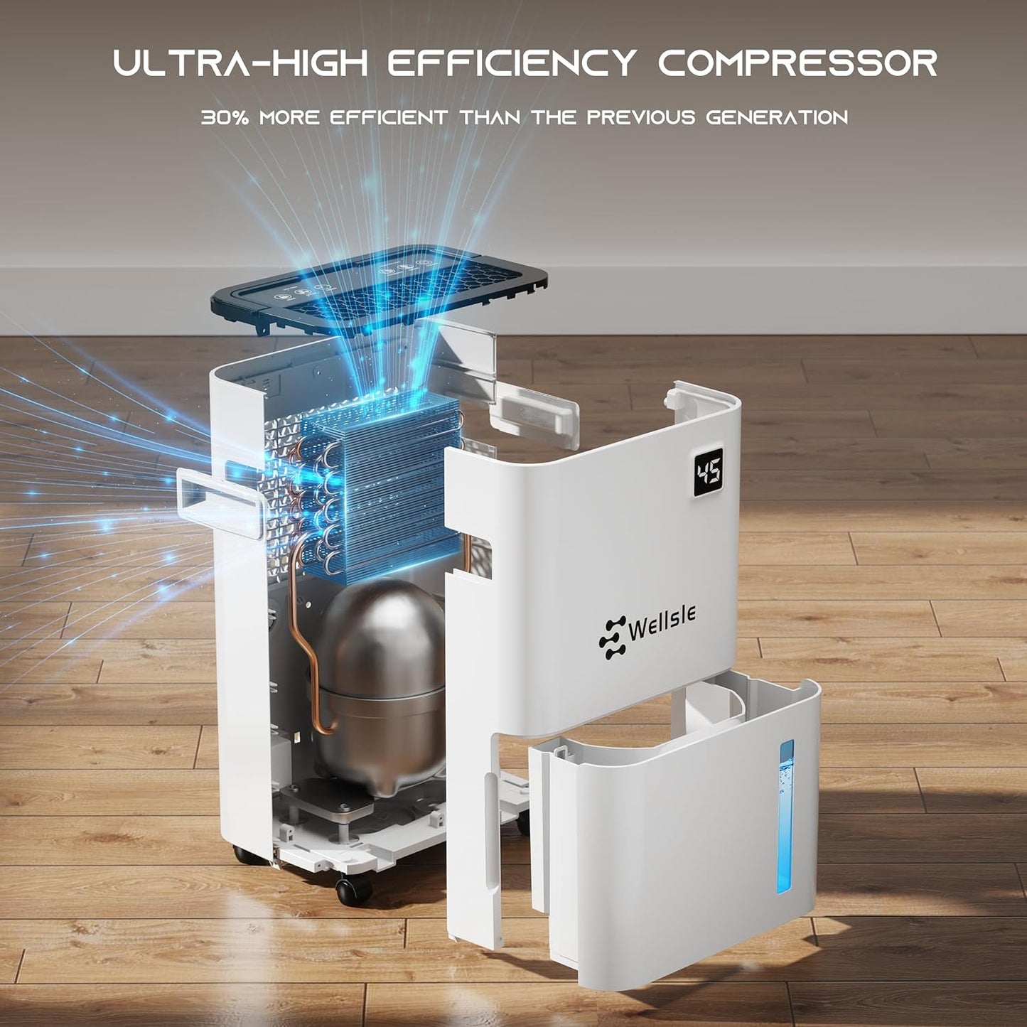 Wellsle 3500 Sq.ft 50 Pints Dehumidifier for Basement with Drain Hose
