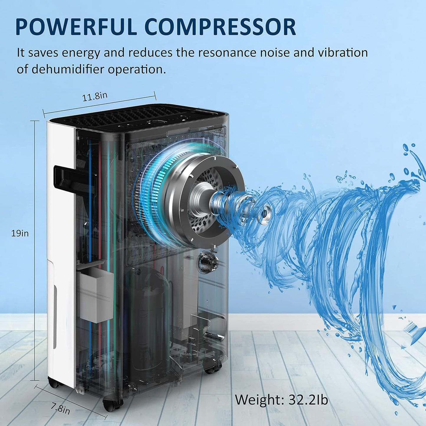 Bristou 3500 Sq. Ft 50 Pint Dehumidifiers for Home Basements with Drain Hose