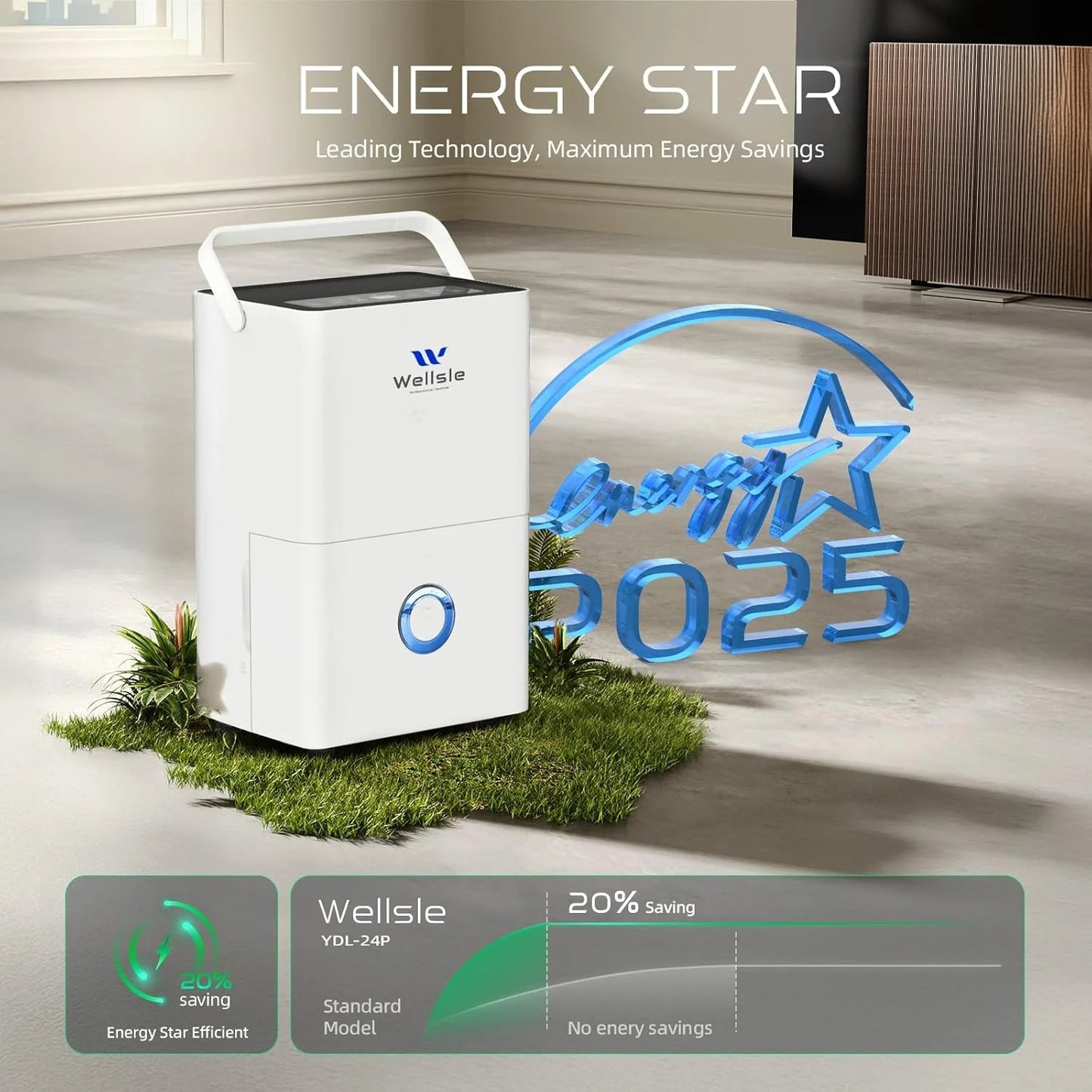 Wellsle 4000 Sq.ft 80 Pints Dehumidifier for Basement with Drain Hose