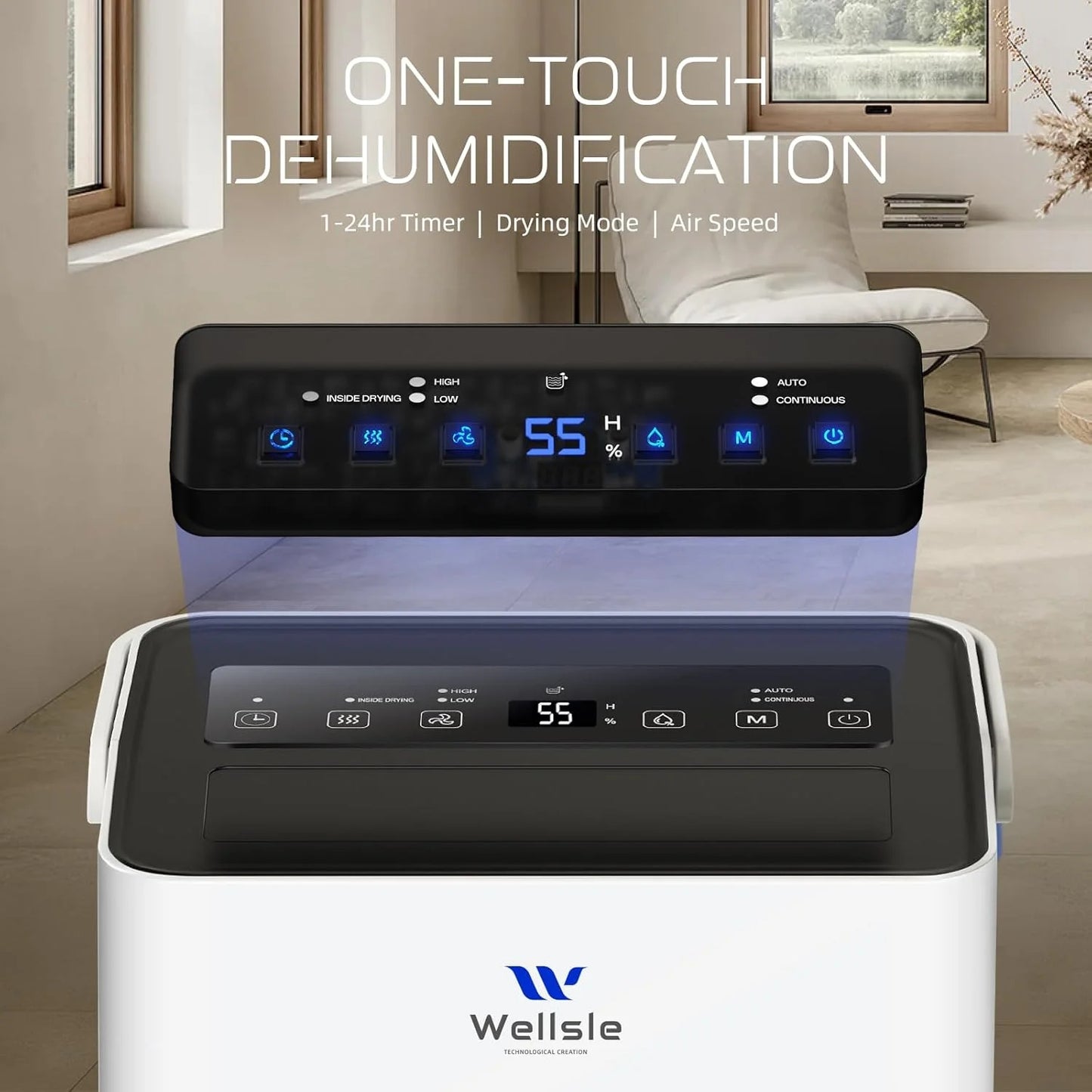Wellsle 4000 Sq.ft 80 Pints Dehumidifier for Basement with Drain Hose