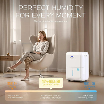 Wellsle 3500 Sq.ft 52 Pints Dehumidifier for Basement with Drain Hose