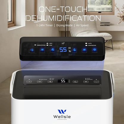 Wellsle 4000 Sq.ft 80 Pints Dehumidifier for Basement with Drain Hose